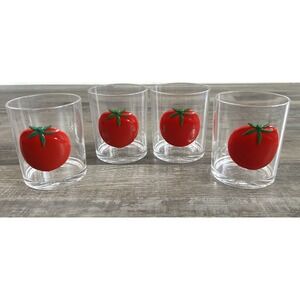 RARE Vintage HJ Stotter MCM Tomato Bloody Mary Tumbler Acrylic Glasses Set of 4